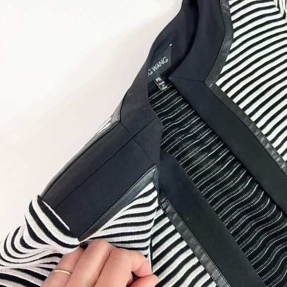 Ming Wang Jacket Womens PS Black & White Striped Color Block Open Front Petite - Picture 5 of 10